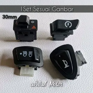 SAKLAR SET BEAT ESP POP VARIO 115 LED SEN HAZARD 30mm + Dim 3 titik (4pcs tombol)