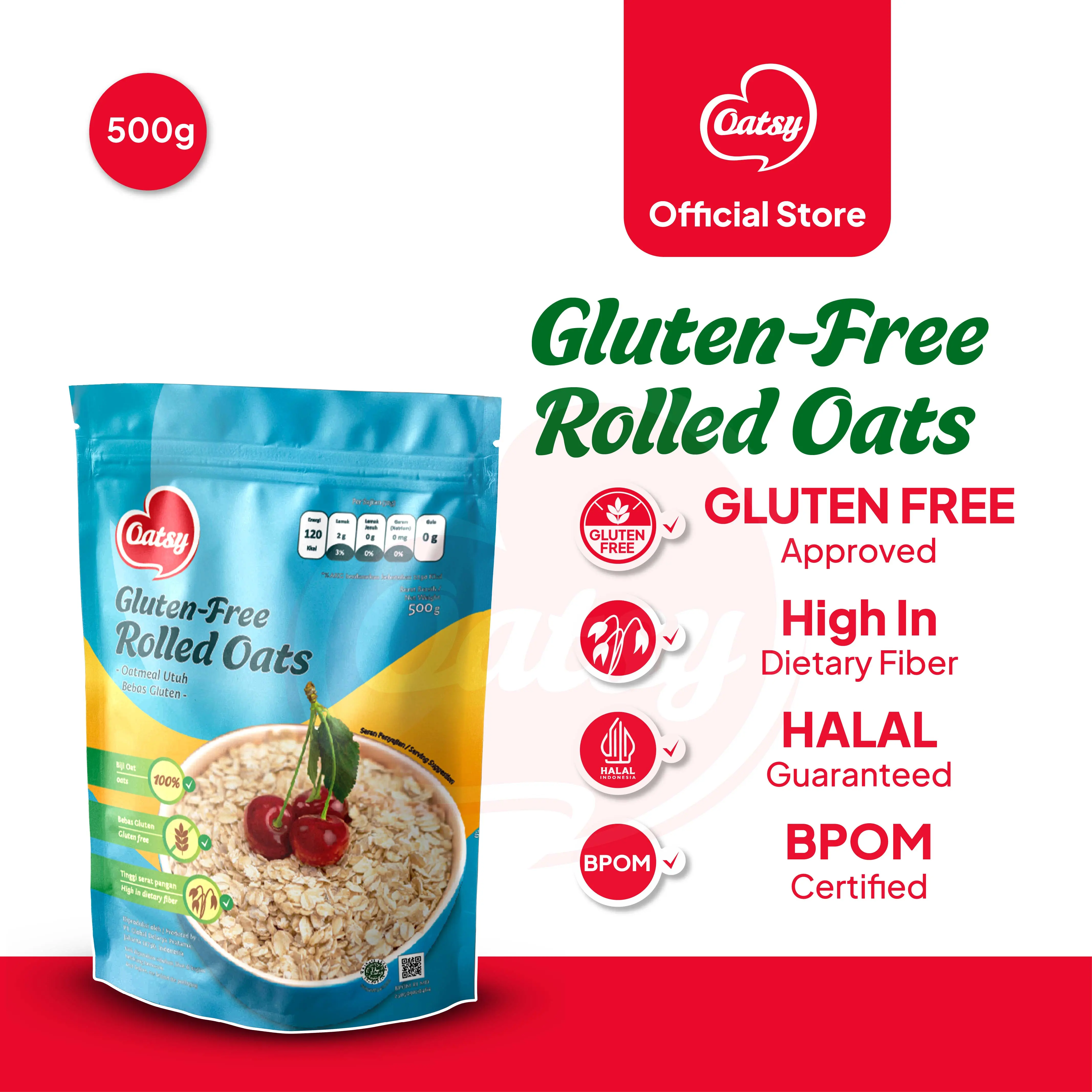 OATSY Gluten Free Rolled Oats 500gr - (Single pack) - Shop | Tokopedia