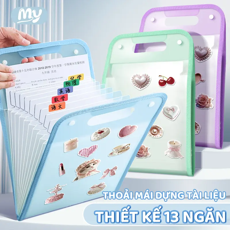 Tệp Hồ Sơ 13 Ngăn M.Y – Nhựa PP Không Thấm Nước, Dung Lượng 260 Tờ Size 24.5x37x3cm