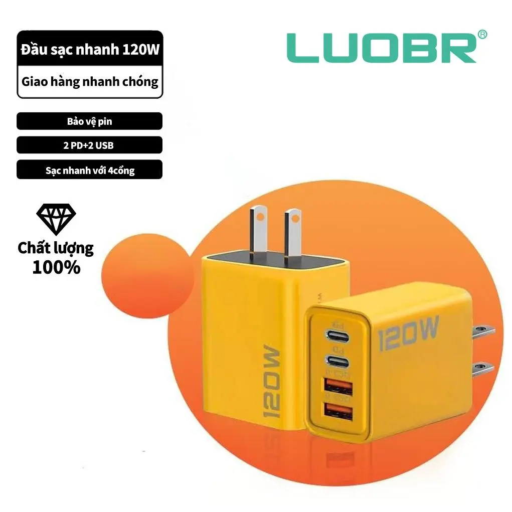 Bộ sạc nhanh USB Type C, PD 120W, Bộ sạc nhanh 4 cổng 3.1A, Bộ Chuyển Đổi 3.0, Thích hợp cho điện thoại và ss, Bảo hành 12 tháng, Đổi 1-1