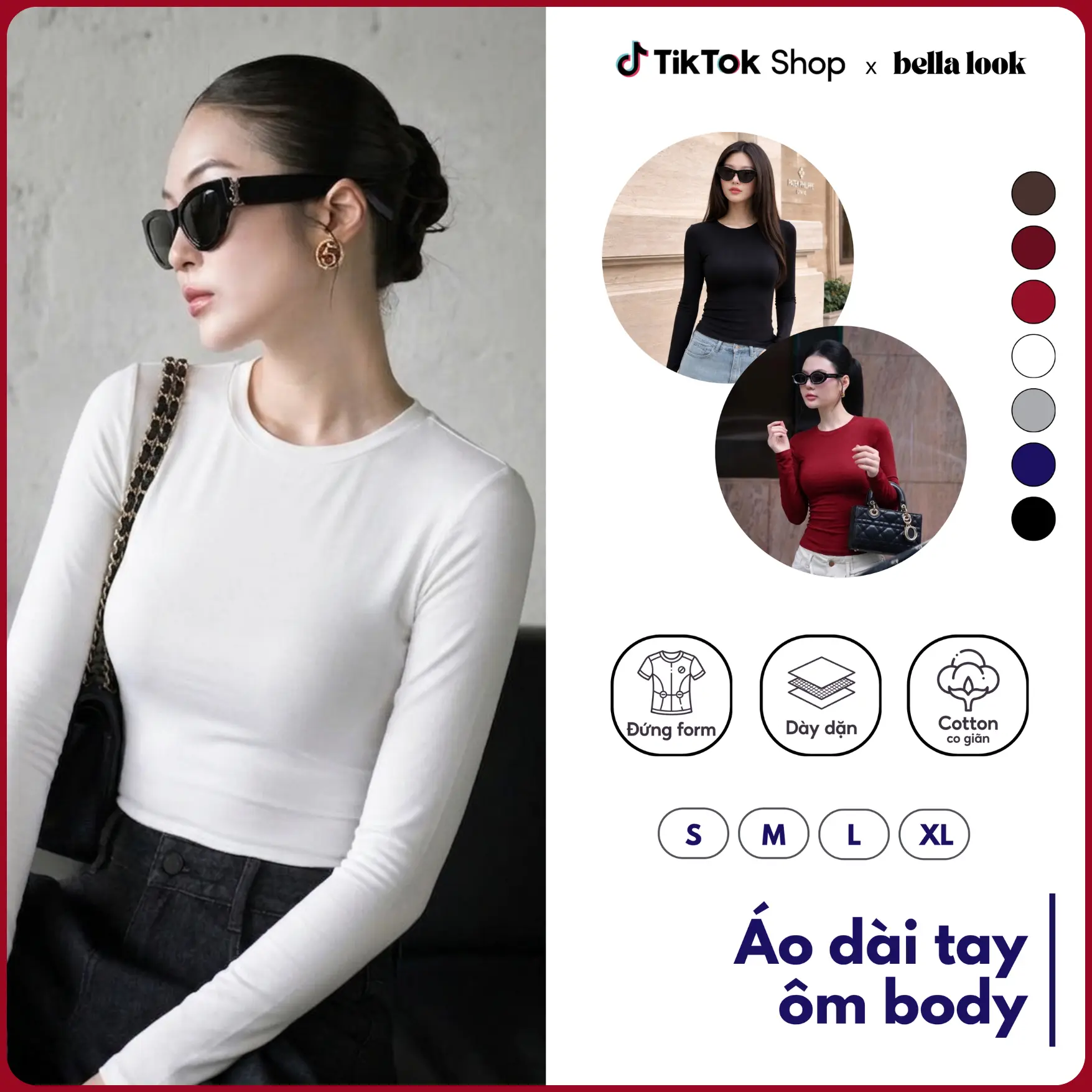 BellaLook Áo Thun Cổ Tròn Dài Tay Chất Co Dãn Mềm Mịn BellaLook - 868 Thoải Mái Tối Đa Phù Hợp Mọi Hoạt Động Hàng Ngày