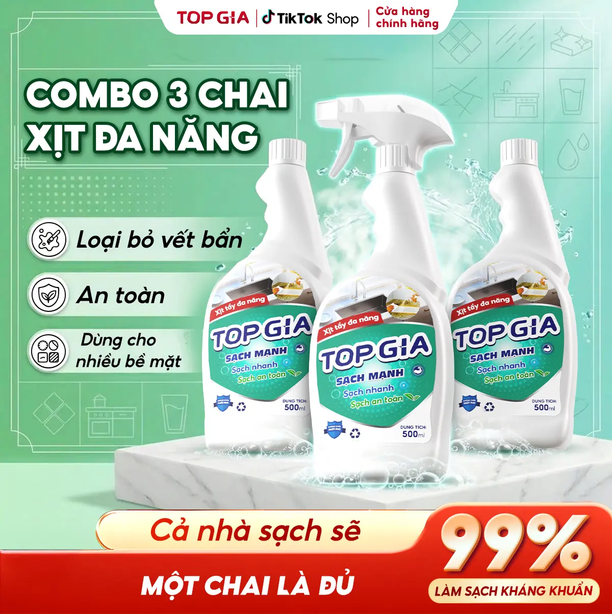 [DỌN SẠCH CẢ NHÀ] Thùng 3 Chai Tẩy Sạch Nhà Tắm TOP GIA- Cả Nhà Sạch Sẽ-1 Chai Là Đủ- Tẩy Sạch Mọi Vết Bút Màu Vết Bẩn Trên Tường - Tẩy Rửa Sạch Mọi Vết Cặn Canxi Mảng Bám Trên Gạch Inox Kính Dùng cho nhà Tắm An Toàn Không Ăn Mòn Topgiaclean XĐN F1344