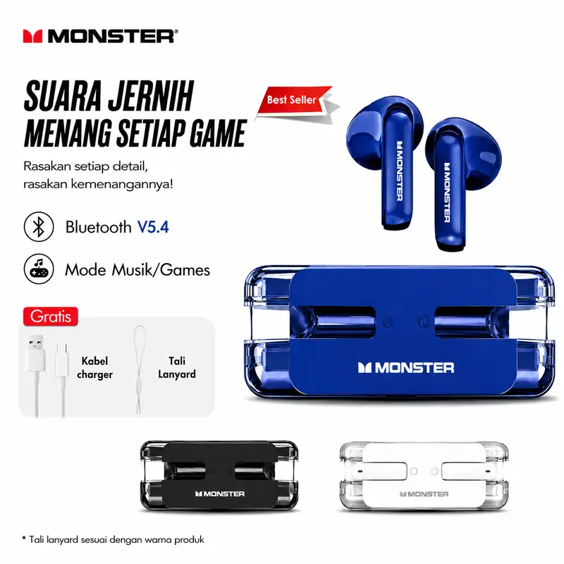 Monster XKT08 TWS True Wireless Stereo Music Call Gaming Low Latency Sound Earphone Bluetooth