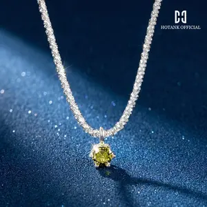 HOTANK Kalung Emerald Hijau Wanita Rantai Permata Aesthetic Anti Karat Anti Alergi Aksesoris Korea Simpel Mewah Sederhana Kalung Leher Perhiasan Hadiah