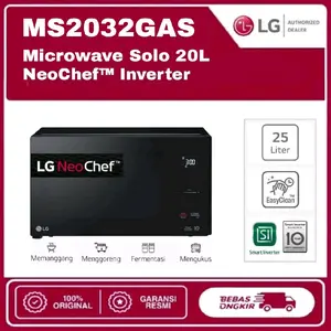 LG MS2032GAS Microwave Solo 20L NeoChef - Easy Clean - Slim Design - LED Lamp - Black
