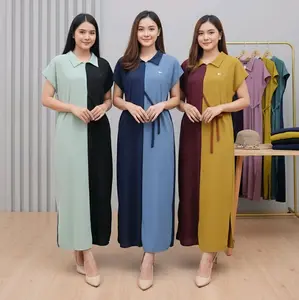 Daster Busui Resleting Depan Kombinasi  Murah Berkualitas, Panjang, tali, Tidur, Wanita, cringkel, Dress, Ibu Hamil kimono