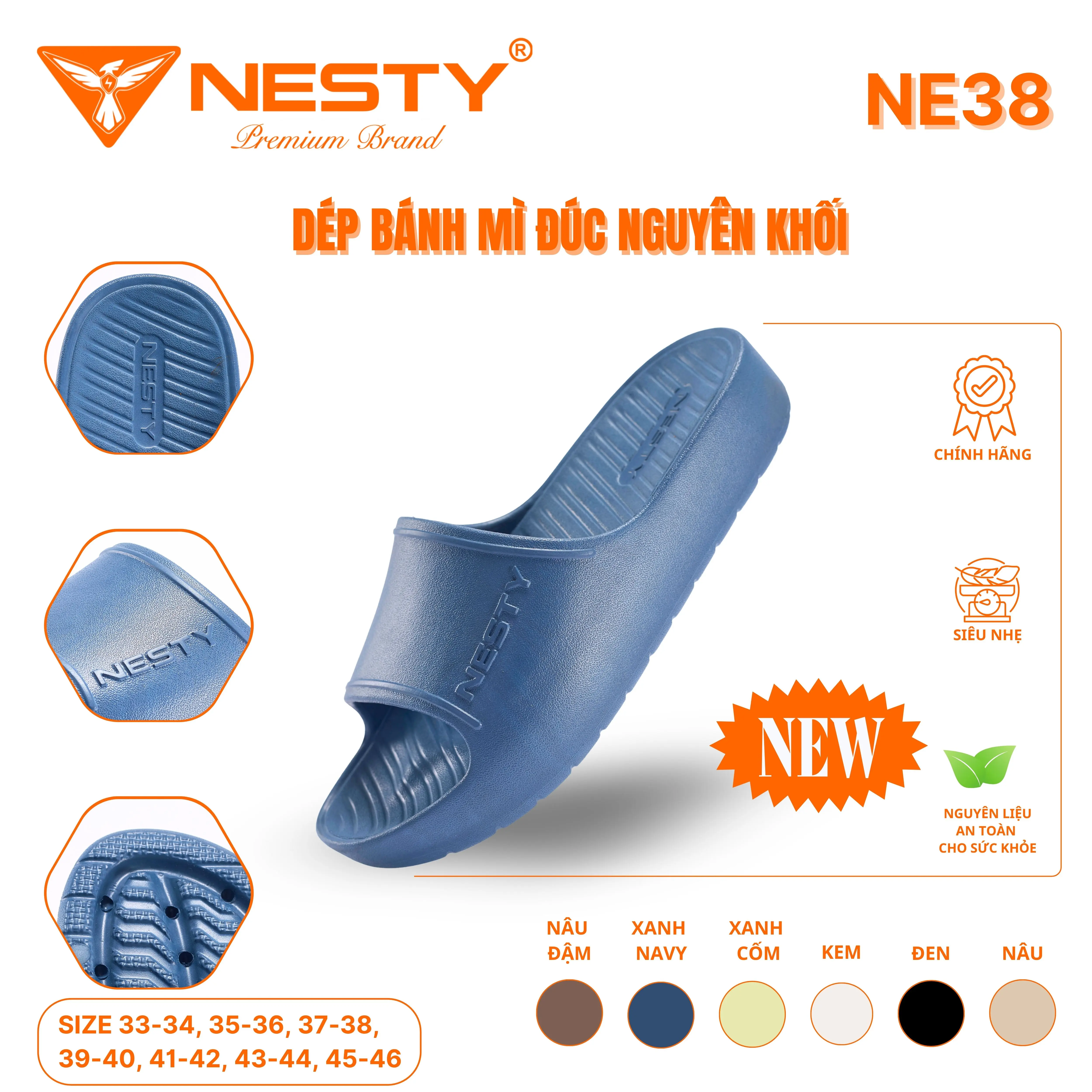 [NE38] DÉP BÁNH MÌ ĐÚC NGUYÊN KHỐI EVA NHÃN HIỆU NESTY (KO3) - 1