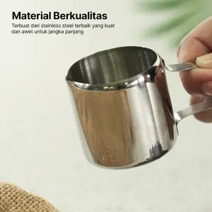 NL Gelas Milk Jug Kopi Espresso Latte Art Stainless Steel 3oz Praktis Mudah Simple Berkualitas Kokoh Tahan Lama Silver - S06HG