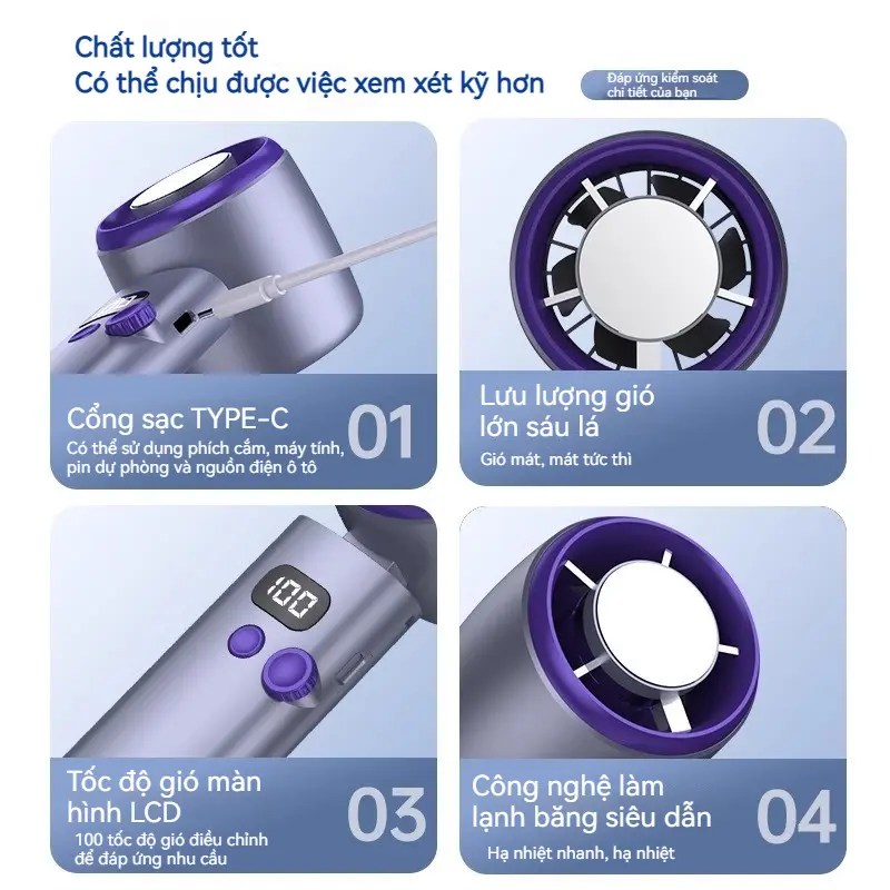 Qiangts Quạt sò lạnh  2027 Chế độ làm mát 0 độ, với 199 bánh răng tốc độ, Màn hình kỹ thuật số, Có Thể Sạc Lại 3000mAh, Động cơ không chổi than, Hỗ trợ cả ngoài trời và trong nhà | BigBuy360 - bigbuy360.vn