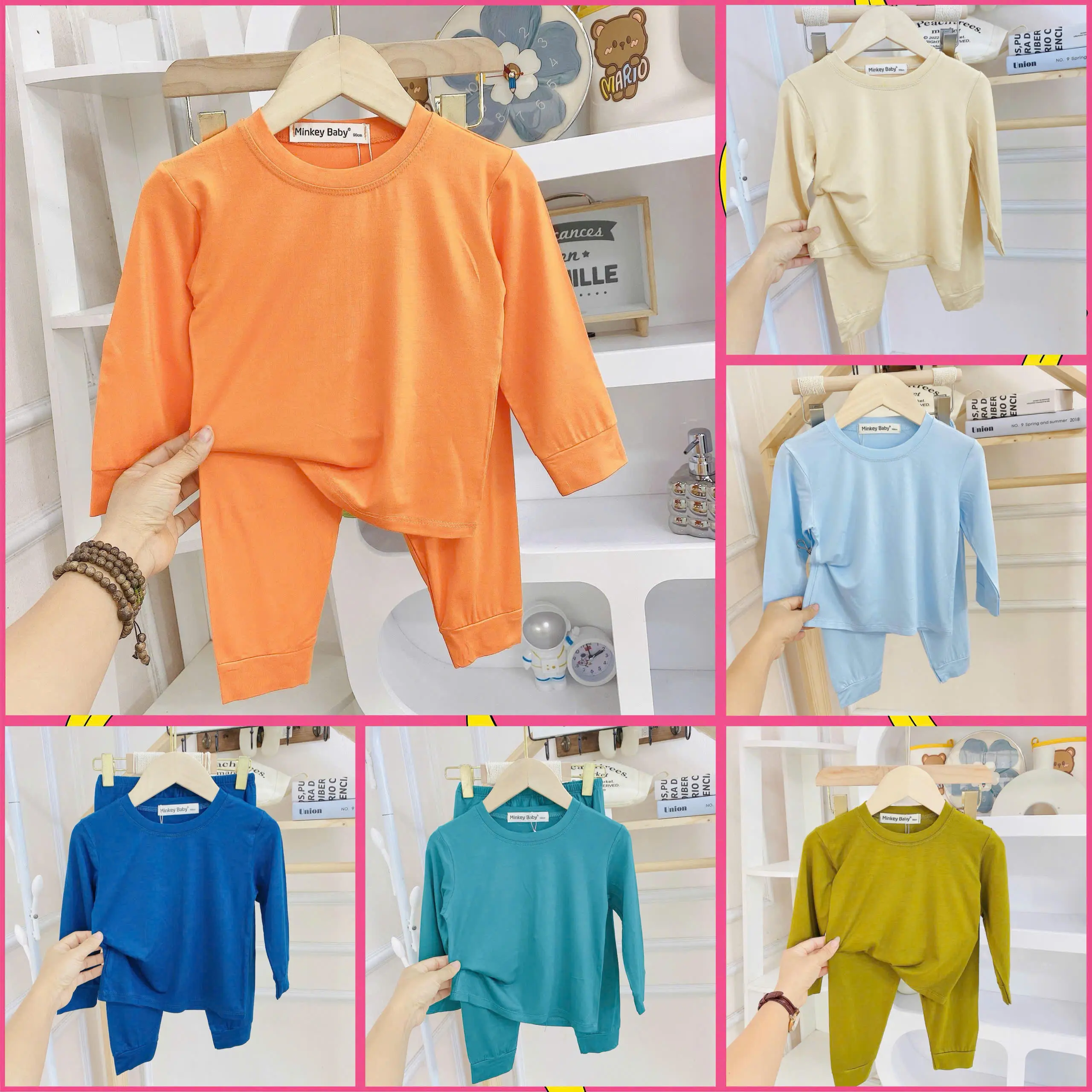 [Shin Kids] Dưới 1m25 (8-28kg) Dài Tay Trơn Chất Thun Lạnh Dành Cho Bé Mặc Nhà, Mặc Ngủ Điều Hoà.Shin Kids Quần Áo Trẻ Em Voi