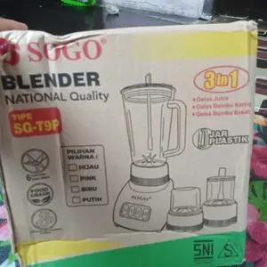 SOGO Blender Plastik Anti Pecah 1 Liter, Pisau Stainless Steel 6 & 2 Warna Pink Mesin Penggiling
