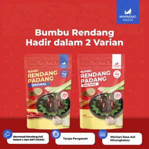 [BELI PAKET HEMAT]  Maharajo Bumbu Rendang Pasterisasi 200gr - Bumbu Rendang Padang Asli Minang, Praktis, Cepat, Tahan Lama Pasterisasi, Tanpa Pengawet 100% Bumbu Racikan Chef