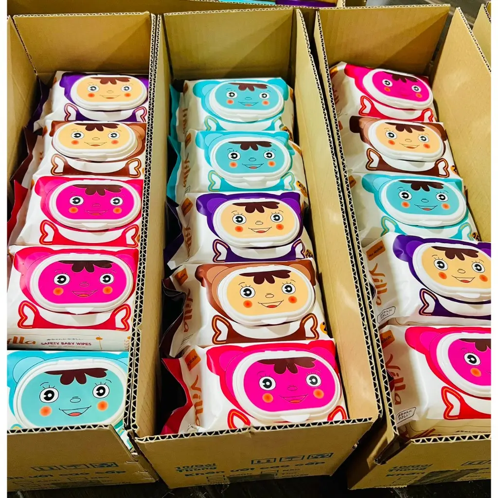 Thùng 10 bịch khăn ướt Baby Wipes không mùi không cồn an toàn cho bế