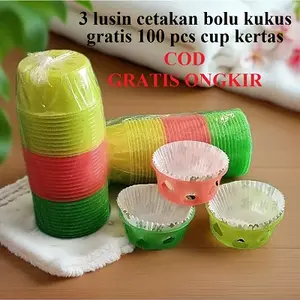 3 lusin+100 pcs cup kertas cetakan bolu kukus tahan panas ukuran kecil