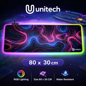 UNITECH RGB Deskmat Gaming XL – Anti Slip & Water Resistant LED Edge Control Desk Mat