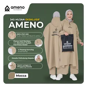 Ameno Jas Hujan Kelelawar Ponco Celana Jumbo Pria Wanita Bahan PVC 025 Premium Tebal Anti Rembes