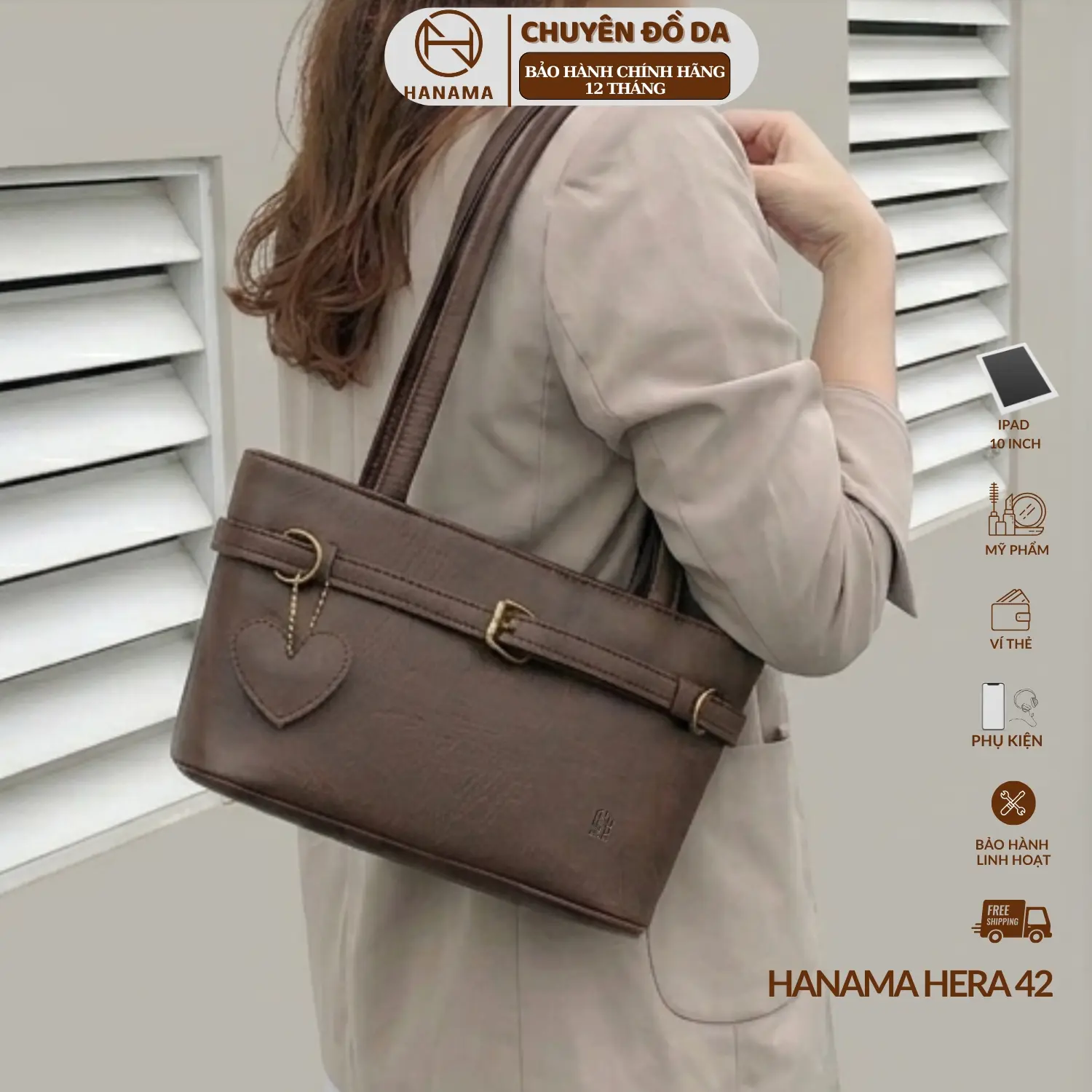 [DAILY_HANAMA]_Tặng kèm CHARM TRÁI TIM Hanama Hera 42 -Thời trang túi đeo vai Hàn Quốc  trẻ trung cá tính Bag Da