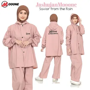 JAS HUJAN TEBAL BY MOOONE TERBAIK PRIA WANITA MODEL SETELAN ANTI REMBES BAHAN PVC 0,25
