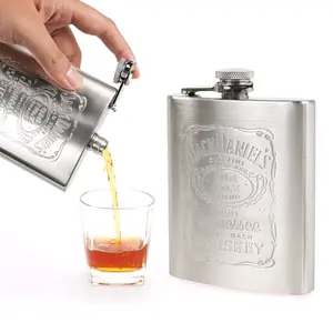 BISA COD-Hip Flask Botol Minum Wine Classic Liquor Stainless Steel 7oz Jack Daniel Minuman Whiskey Desain Retro Unik & Menarik Kapasitas 207ml Aman untuk Berbagai Minuman
