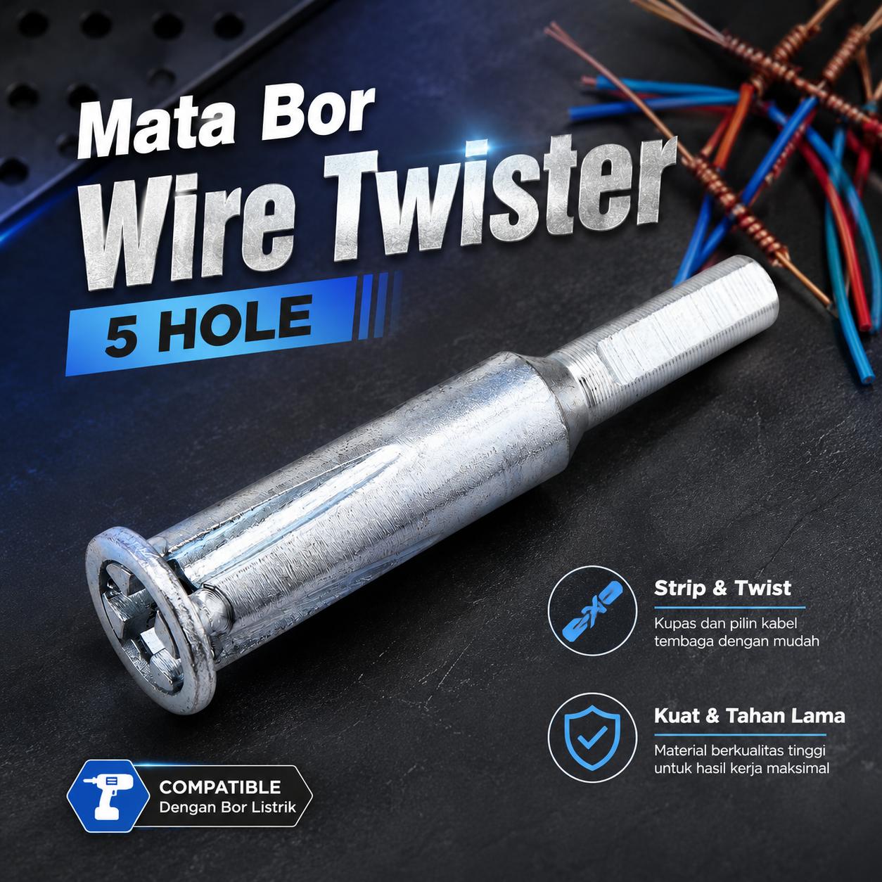 HALOJAJU Mata Bor Wire Twisting Twister Penyambung Kabel 5 Hole - X201