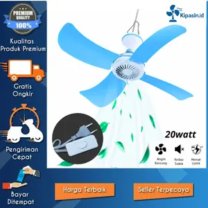 HAKAMITSU Kipas Angin Gantung 20W Model Helifan20W JEPIT 4 Daun Plastik Lentur Angin Kencang Hemat Daya Cocok Ruangan Tertutup - Arashi
