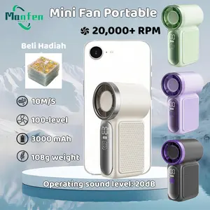【Mini Fan】Manfen Kipas Angin Mini Fan Portabel 3000mAh Ringan 100 Level Angin kipas angin genggam mini Dingin untuk Outdoor Travel Diskon Spesial Hari Ini lanyard Kipas Angin Portable headset Lipat Lucu Makeuo