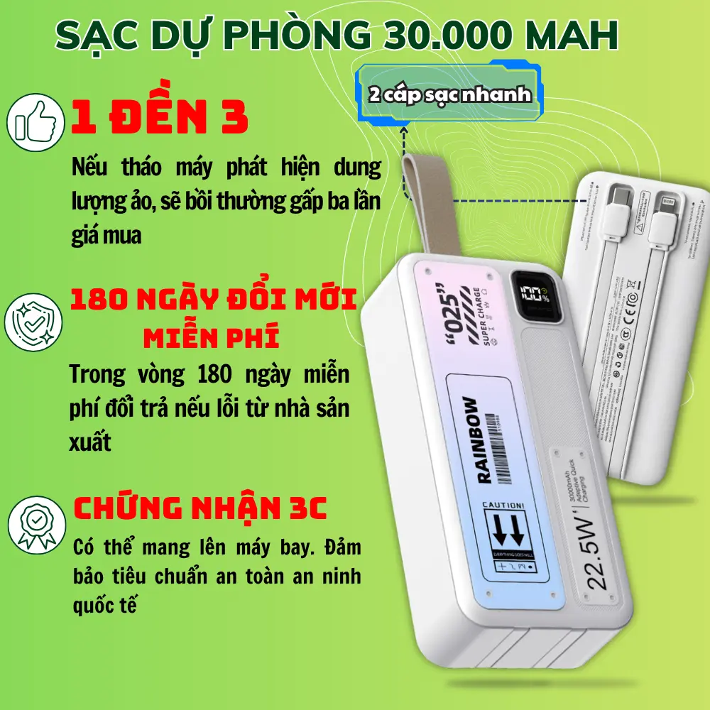 [Bảo Hành Đổi Mới 180 Ngày] Sạc Dự Phòng Chính Hãng Xooxi Dung Lượng Lớn 20.000 mAh Chứng Nhận 3C Mang Lên Máy Bay Sạc Nhanh 22.5W Hai Đầu TypeC và Lighling Hiển Thị Thông Minh