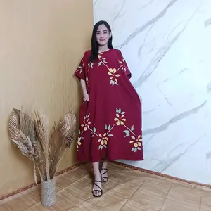 Daster Jumbo Ld 140cm Bunga Rantai Daster Wanita kekinian Busui Bumil Rayon Premium Kancing Ibu Hamil Lengan Katun
