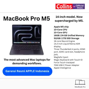 [COLLINS X K] APPLE Macbook Pro 14 M5 Chip 16GB/24GB RAM 512GB/1TB SSD 10-Core Resmi IBOX