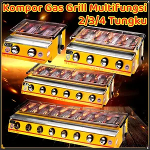 OMICKO Kompor Gas Grill Multifungsi 2/3/4 Tungku - Warna Kuning, Kapasitas Besar, Dapur Elegan