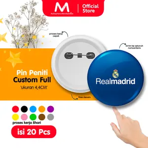 ISI 20PCS - SOUVENIR PIN PENITI 4,4CM 1SISI CUSTOM LOGO TULISAN FOTO SENDIRI SPOTIFY