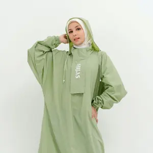 Jas Hujan Wanita Gamis Syar'i Jumbo Pastel Matcha - Hijas Syari