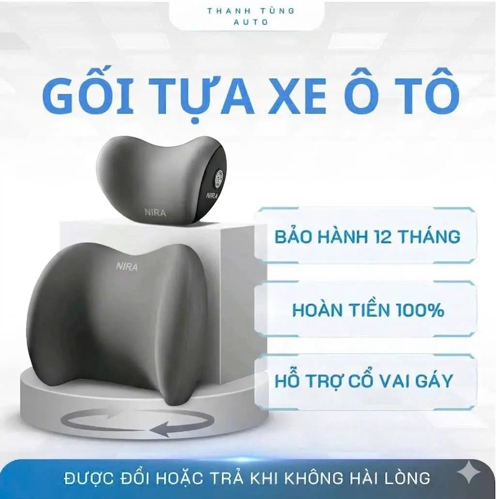 NIRA MẪU MỚI - GỐI TỰA XE Ô TÔ Bằng Cao Su Non Mềm Mại Cho Xe Hơi Ô Tô Đệm Vòng Cung 3D Hỗ Trợ Thoáng Khí