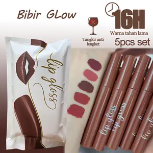 Kosmetik Cangkir Anti Lengket Liquid Lipstick Coklat Lip Gloss Velvet Matte Tahan Lama Waterproof Harga Terjangkau Lip Tint Lipstik Bibir Glow