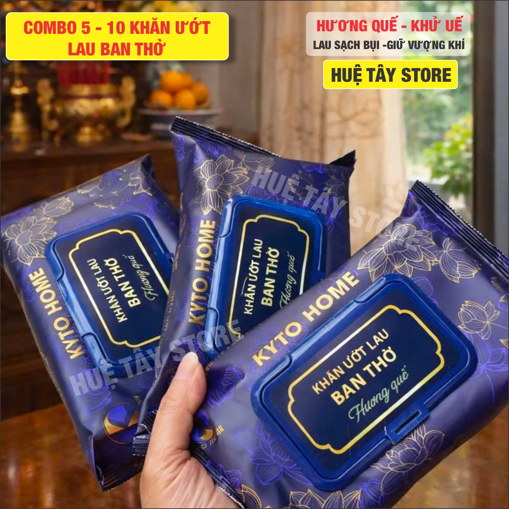 COMBO KHĂN ƯỚT LAU BÀN THỜ -Hương Quế thơm, [1 bịch 30 tờ] - Cần thiết cho Ban Thờ từng nhà A1