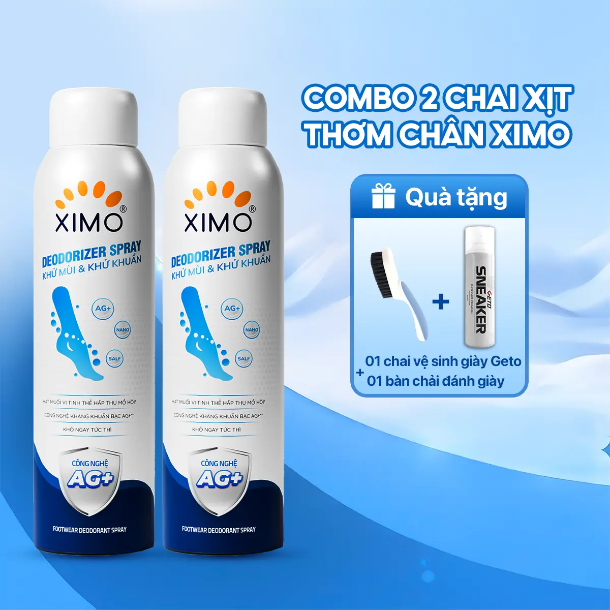 [MUA 2 ĐƯỢC 4] Combo Xịt Thơm Chân Ximo 200ml - Công Nghệ Nano Giúp Khử Mùi Hôi & Giữ Chân Khô Ráo 24h