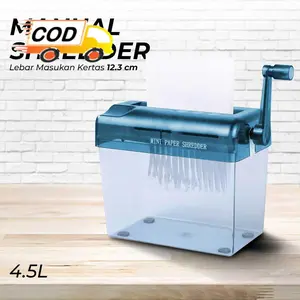 Alat Penghancur Kertas Manual Kapasitas 4.5L Hand Paper Shredder Mini