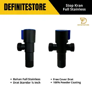 Stop Kran 1/2 Inch Kran Keran Kloset Kran Keran Air Sambungan Kran Air 1/2 Inch Kran Stainless Kran Wastafel Hitam Jet