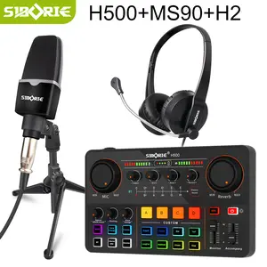 Siborie【COD】Tingkat tinggi Paket Lengkap H500 Sound Card+MS90 Mic+H2 Headphone Set Pengiriman Cepat