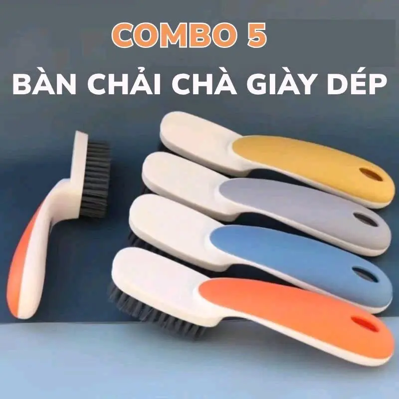 ComBo 5 - Bàn chải chà vệ sinh cọ giầy dép & chà quần áo có tay cầm cán dài nhỏ gọn tiện lợi làm sạch chất liệu lông cừu san hô cao cấp - 1