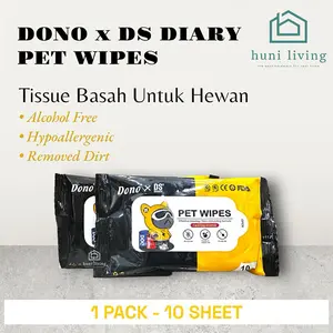 PET WIPES Tissue Basah Kucing Anjing Grooming Hewan Murah Handuk Tissue Wipe 10 Pcs