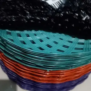 PIRING ROTAN PLASTIK CEKUNG PAKET 24 PCS & 36 PCS+Bonus centong nasi,Diameter 24,5 CM,Varian warna-Kitchenware