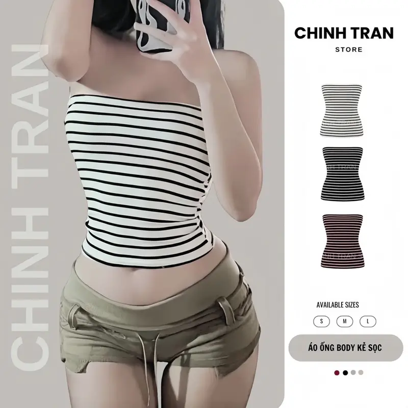 [ TĂNG SIZE KHI ĐẶT] Áo Ống Sọc Ngang Form Ôm Body