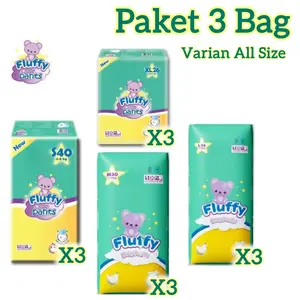 [PAKET 3 BAG] FLUFFY PANTS PAKET 3 BAG (BUNDLE 3 BAG) popok bayi celana pants baby diapers murah promo