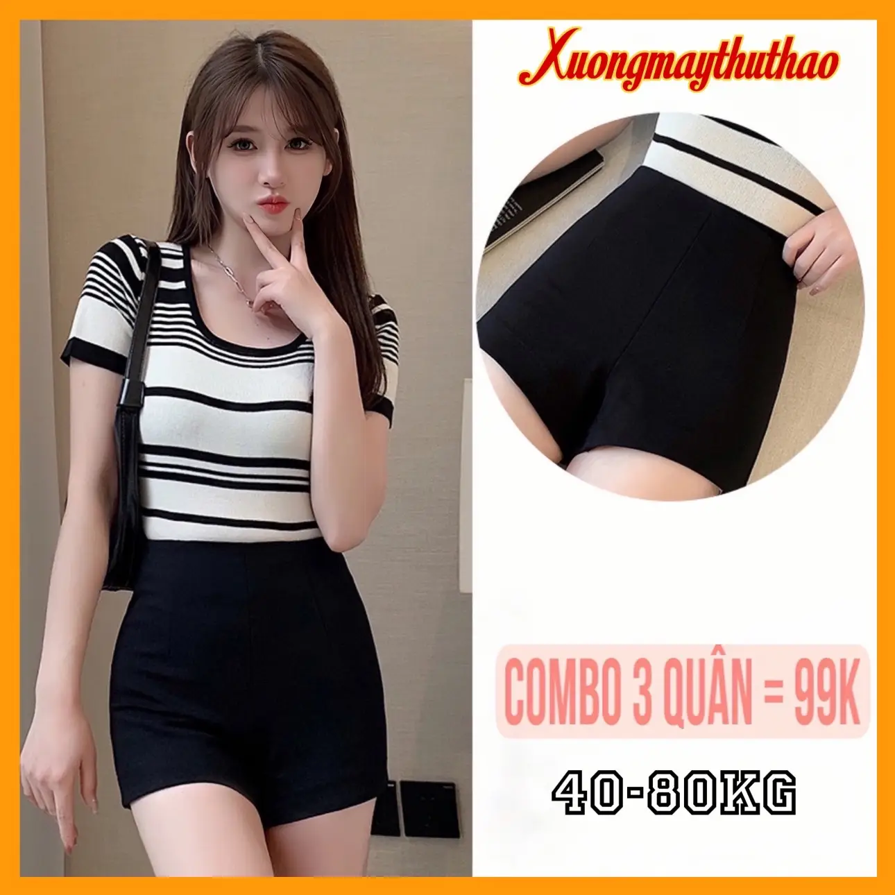 Combo 3 quần sooc đùi cuộn cotton co dãn thoáng mát Nữ Thun