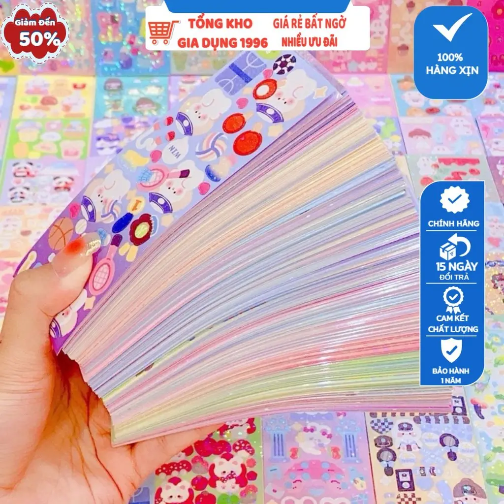 SET 100 Miếng Dán Trang Trí Sổ Tay DIY Dễ Thương Xinh Xắn Dành Cho Bé