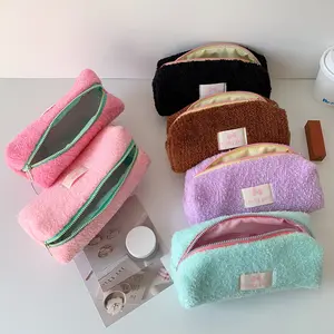 SHINSDAY Tempat Pensil Pouch Makeup Tas Kosmetik Pastel Pita Kotak Pensil Organizer Serbaguna Aesthetic