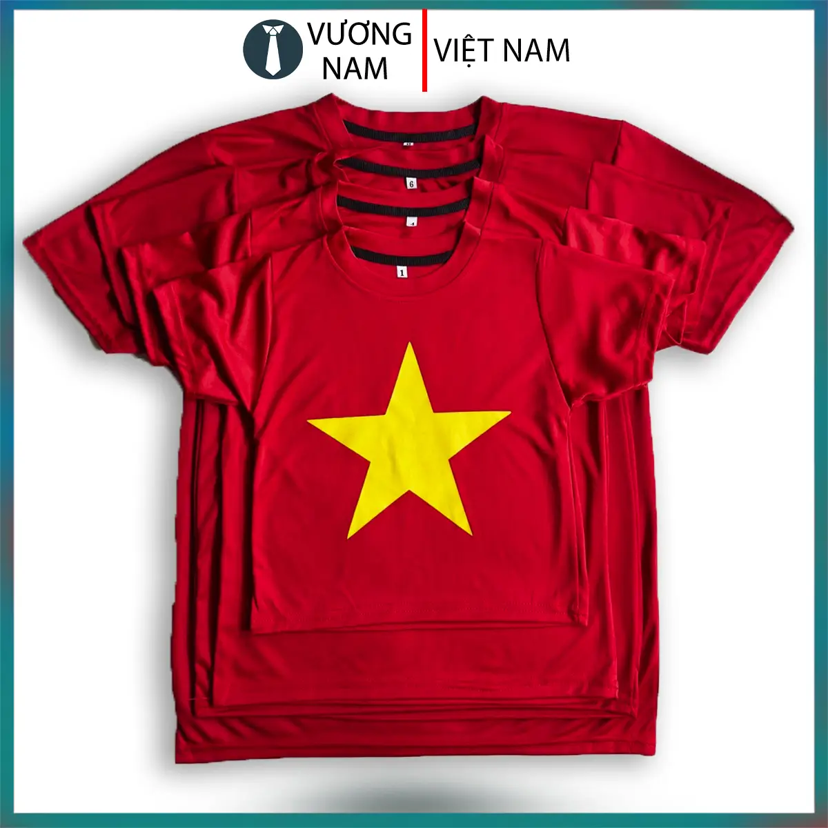 Áo thun cờ đỏ sao vàng VIỆT NAM trẻ em và người lớn tiêu chuẩn hàng xưởng sỉ tay ngắn cổ tròn VNO106