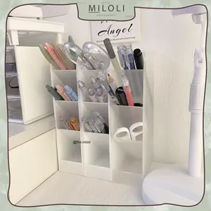 [MILOLI] 3 Slot White Pen Holder Desktop Pencil Storage Box Organizer Kotak Pensil Tabung Pena - F0144