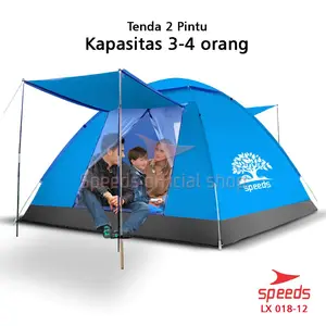 SPEEDS Tenda Camping Portable Anti Air Family Piknik Gunung Mendaki 3-4 Orang Dengan Alas Outdoor 018-11